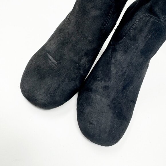 Carlos Womens Black Faux Suede Floral Embroidered Side Zip Heel Booties Size 6.5 - Picture 6 of 11